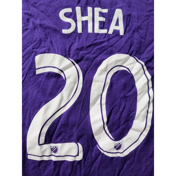 Orlando City Soccer T Shirt Shea #20 Adidas Sz Large 14 16 Purple Youth Cotton - Picture 5 of 11